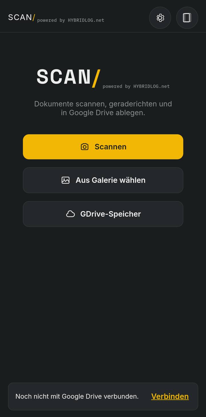 Startbildschirm mit Verbinden-Hinweis