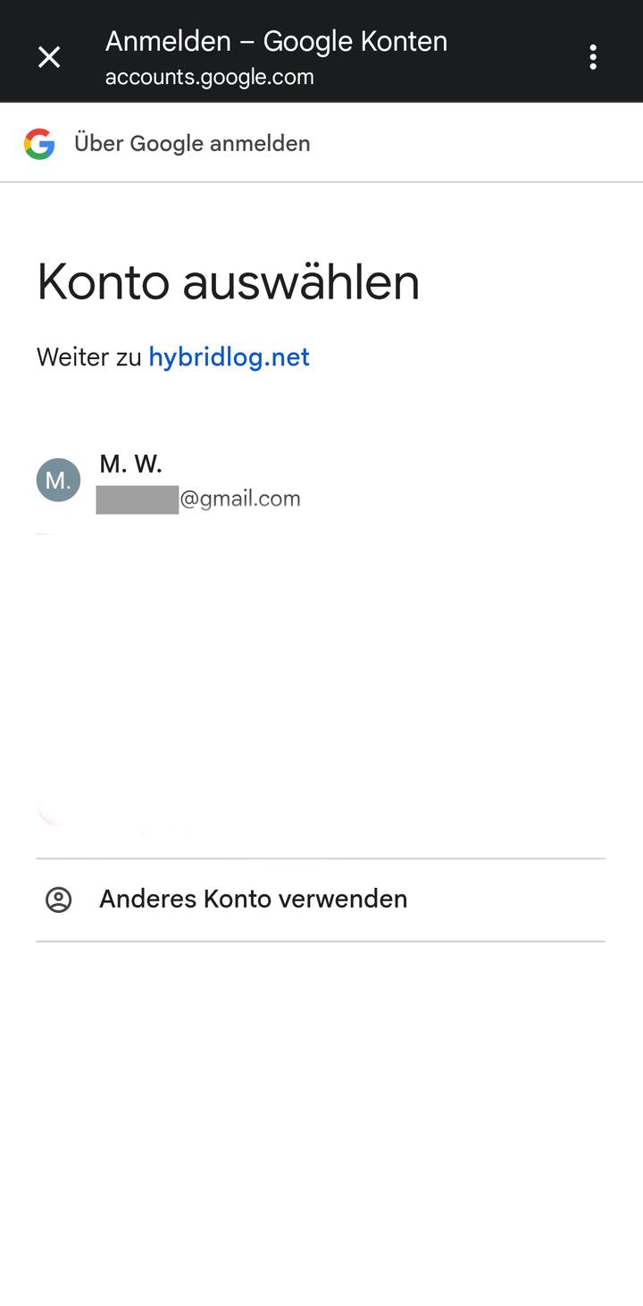 Google Kontoauswahl