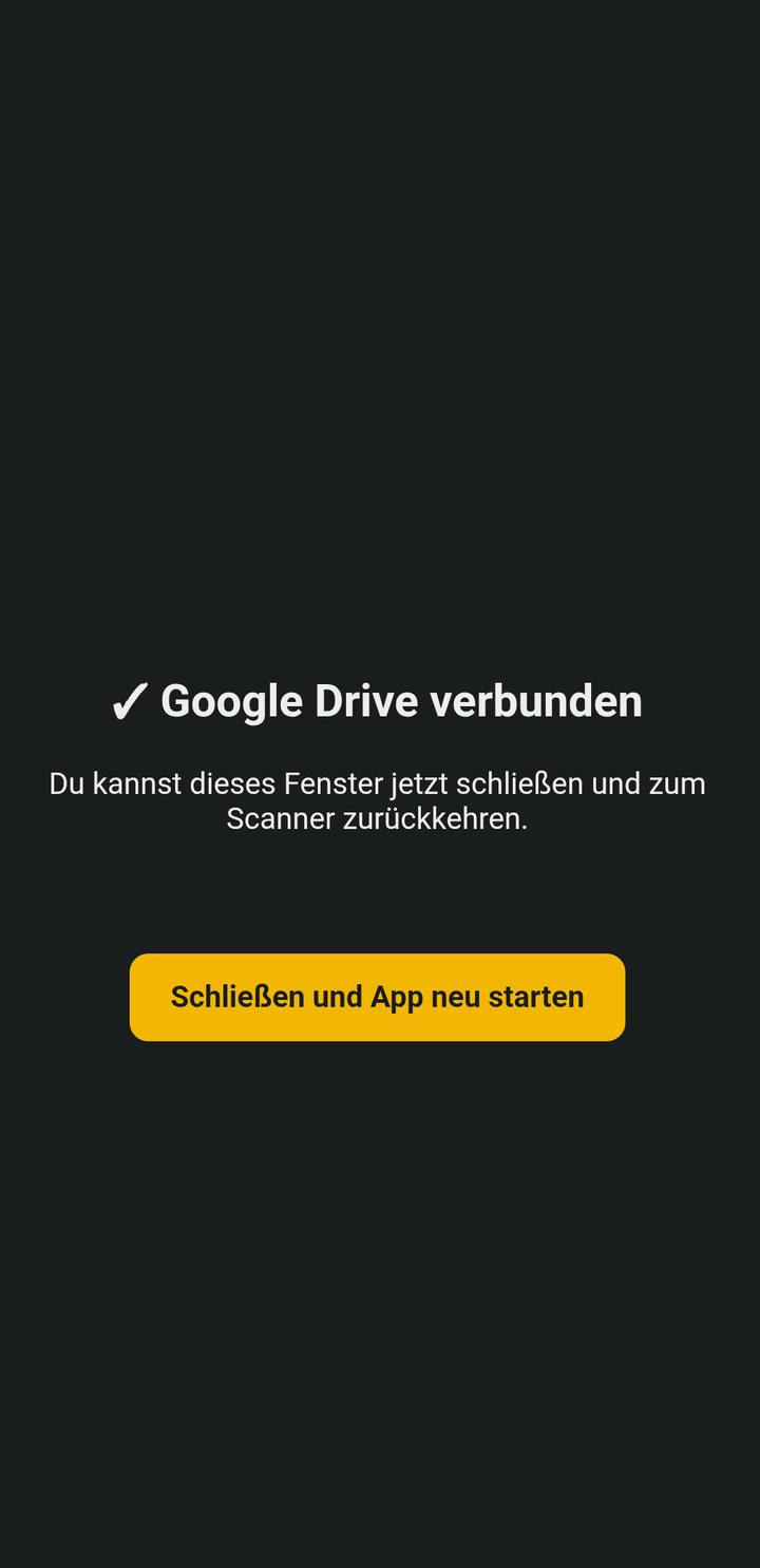 Bestätigungsseite mit Neustart-Knopf